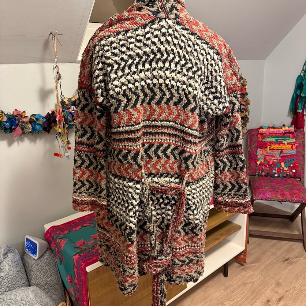 Free People Red and Black Patterned Cardigan XS - Picture 4 of 8